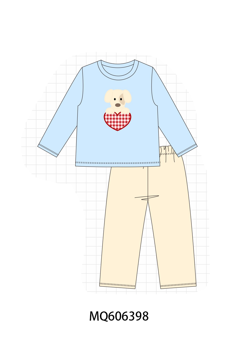PO97 Blue&pink puppy heart applique collection
