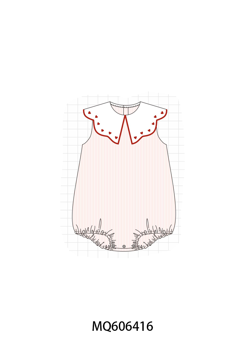 PO97 Pink&green stripe heart embroidery collection