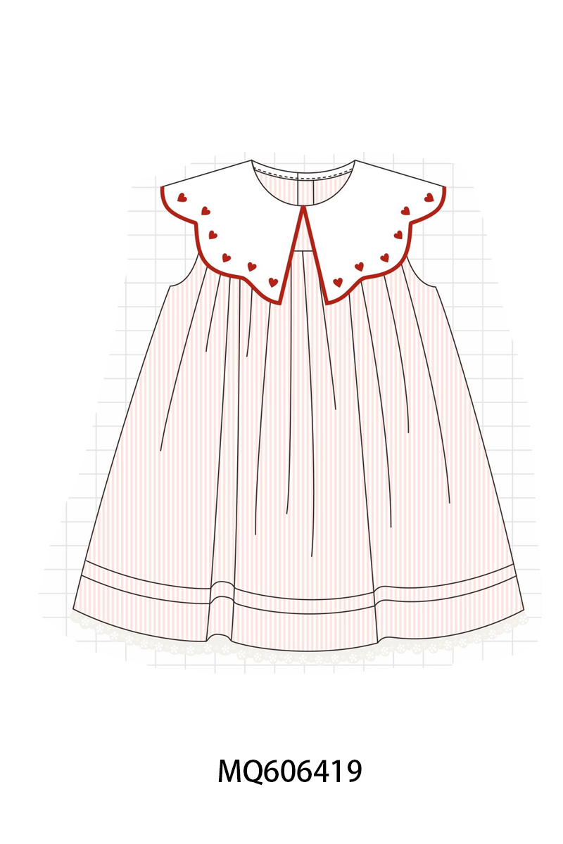 PO97 Pink&green stripe heart embroidery collection
