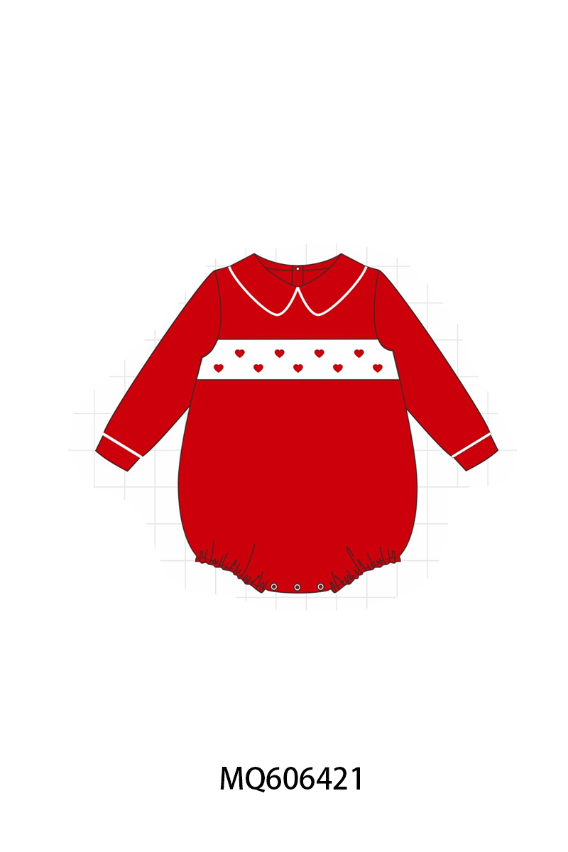 PO97 Red valentine's day heart embroidery ruffle collection