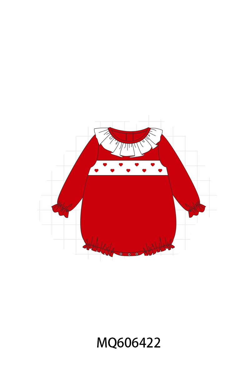 PO97 Red valentine's day heart embroidery ruffle collection