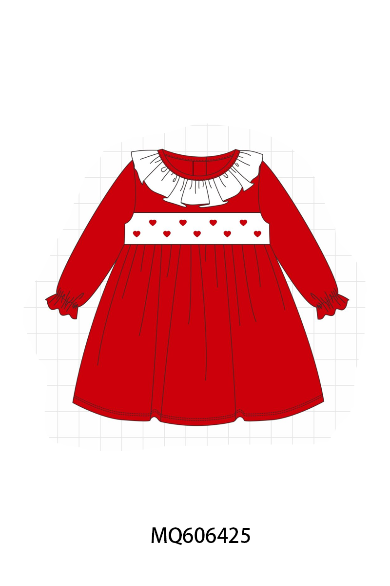 PO97 Red valentine's day heart embroidery ruffle collection
