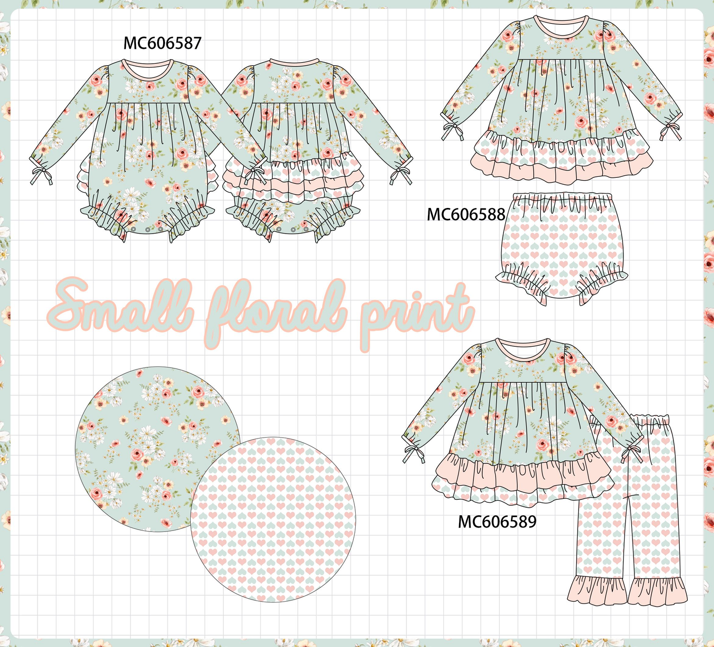 PO96 Mint floral heart collection