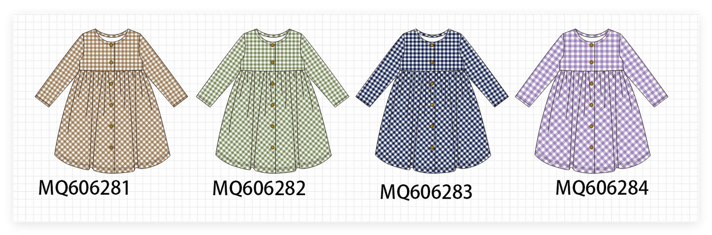 PO97 Multicolored gingham button dress collection