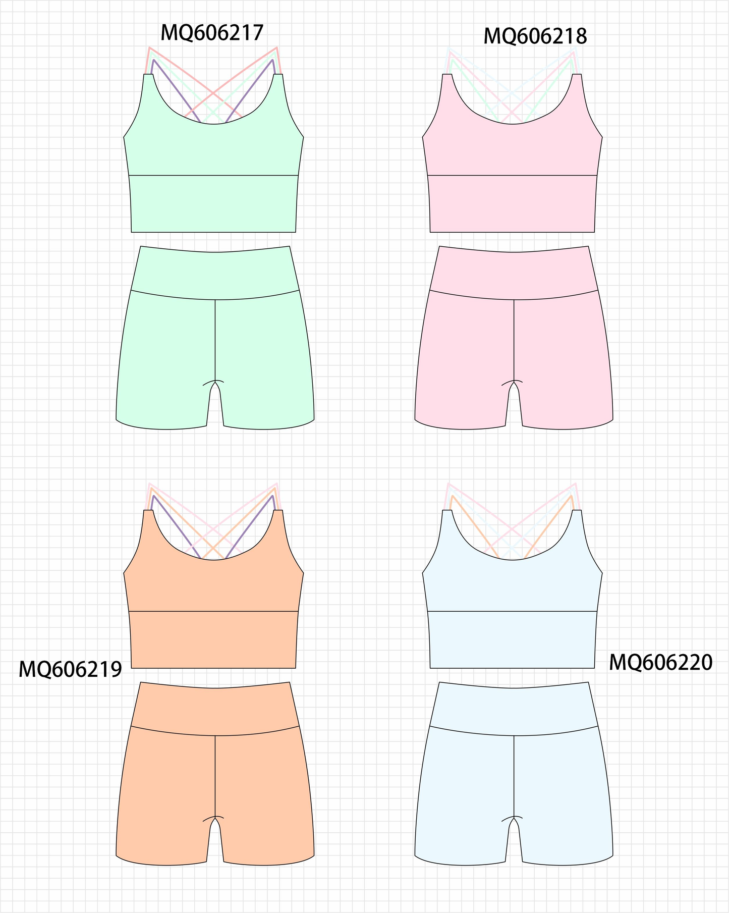 PO97 Multicolored girl active set collection