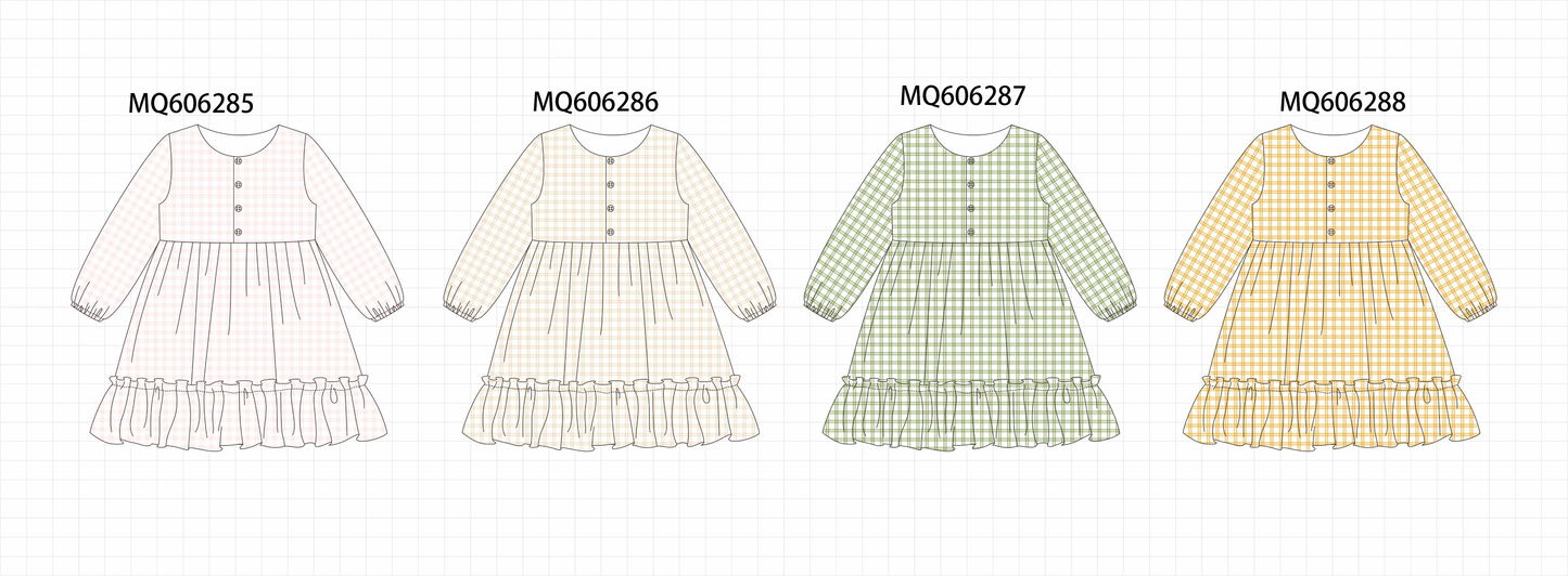 PO97 Multicolored plaid ruffle dress collection