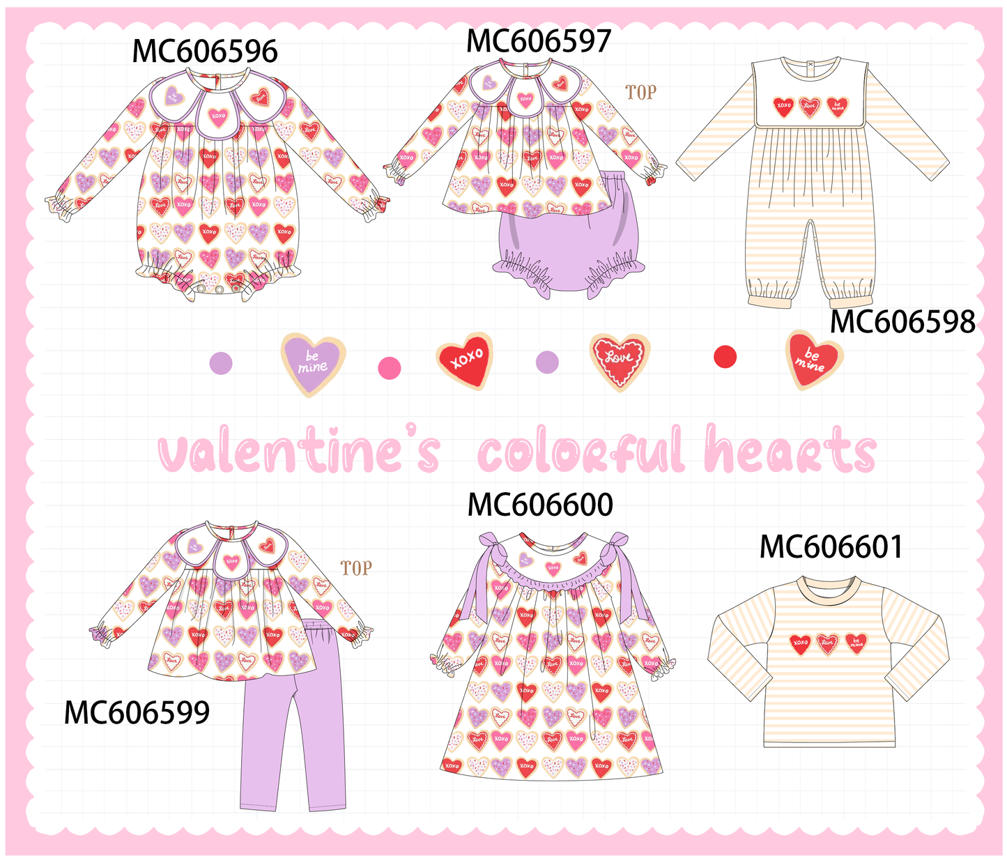 PO96 Multicolor heart embroidery collection
