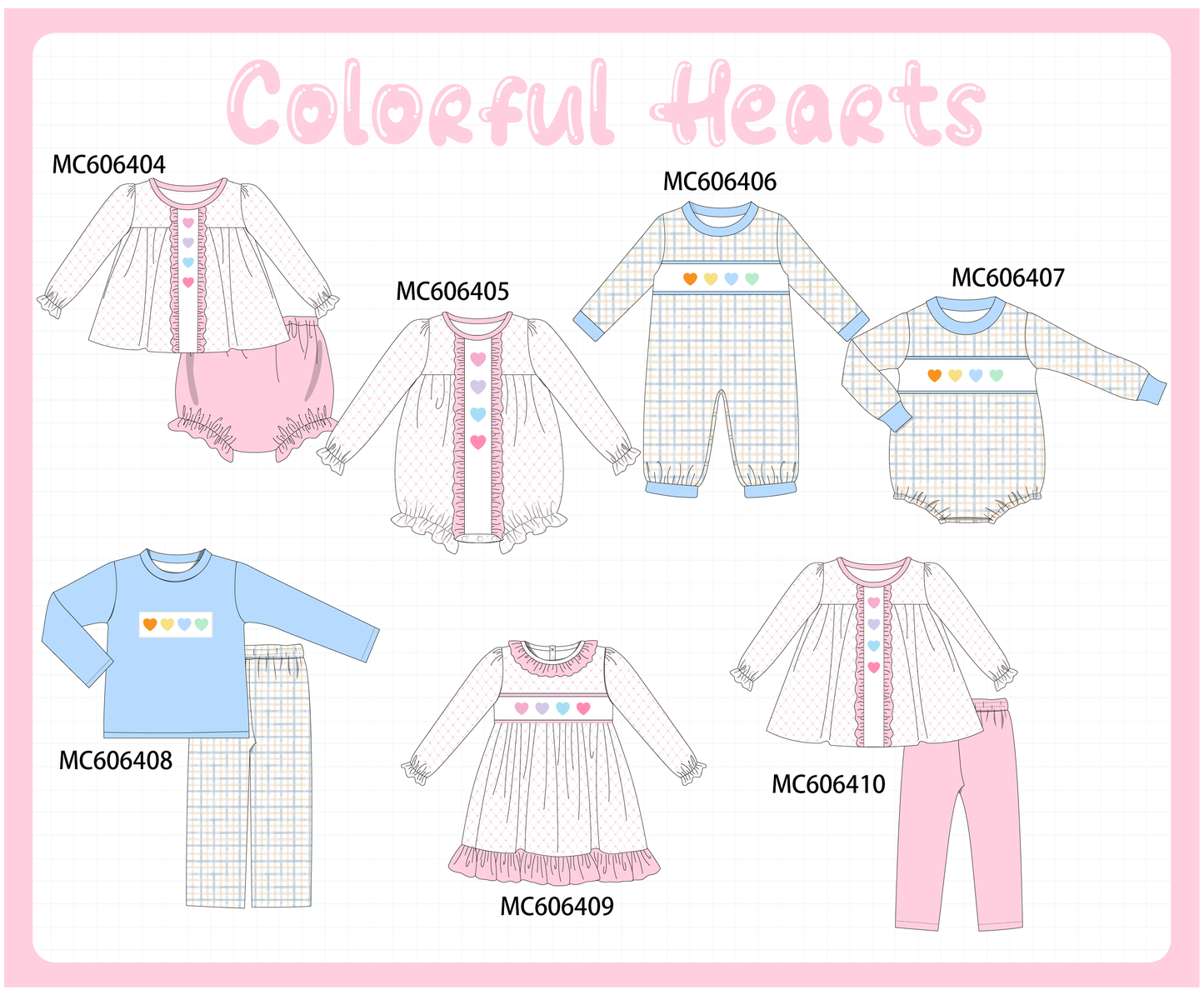 PO96 Pink&blue valentine's day heart embroidery collection