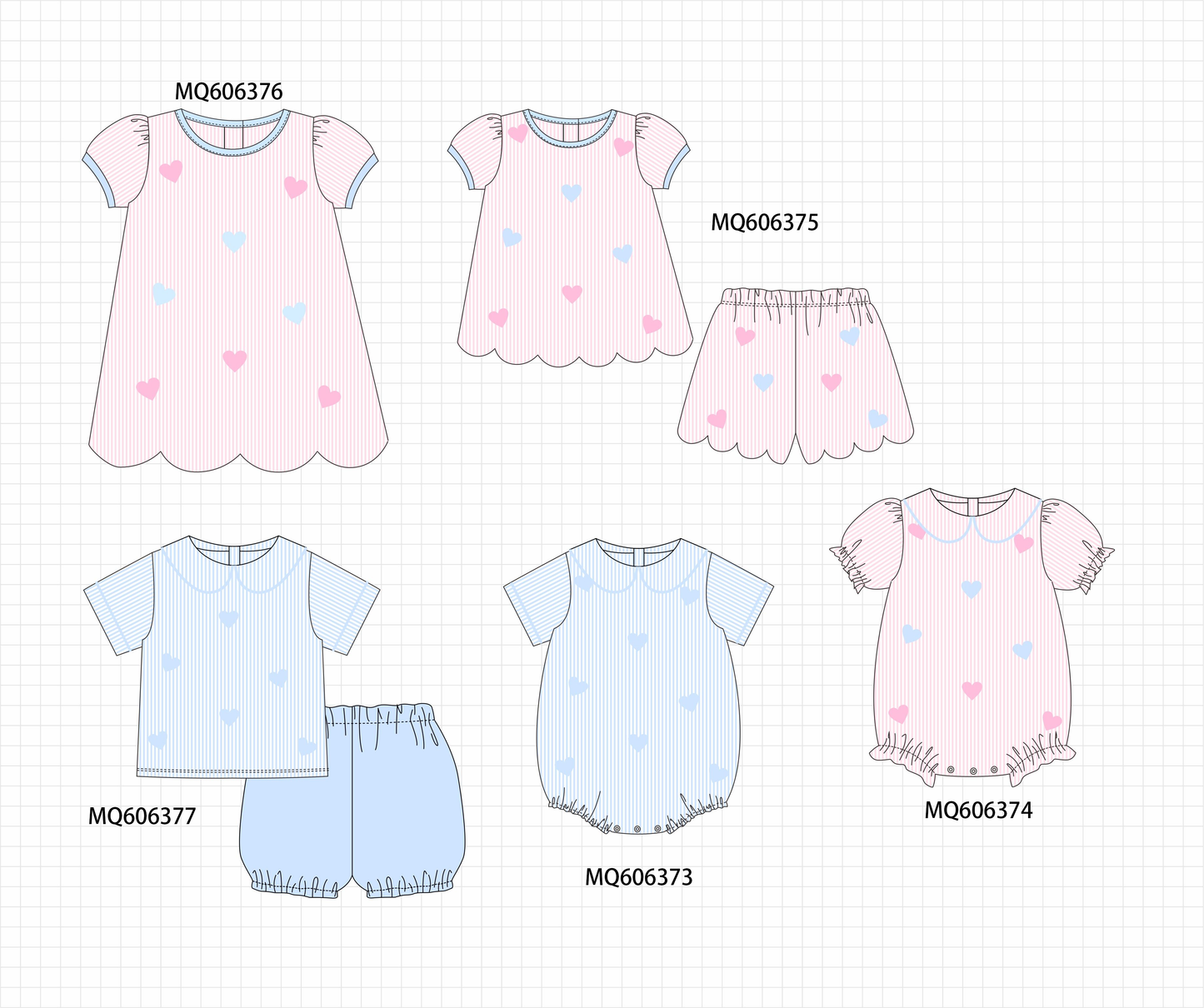 PO97 Pink&blue valentine's day heart stripe collection