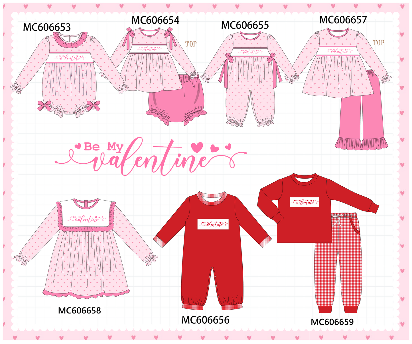 PO96 Pink&red be my valentine embroidery heart collection