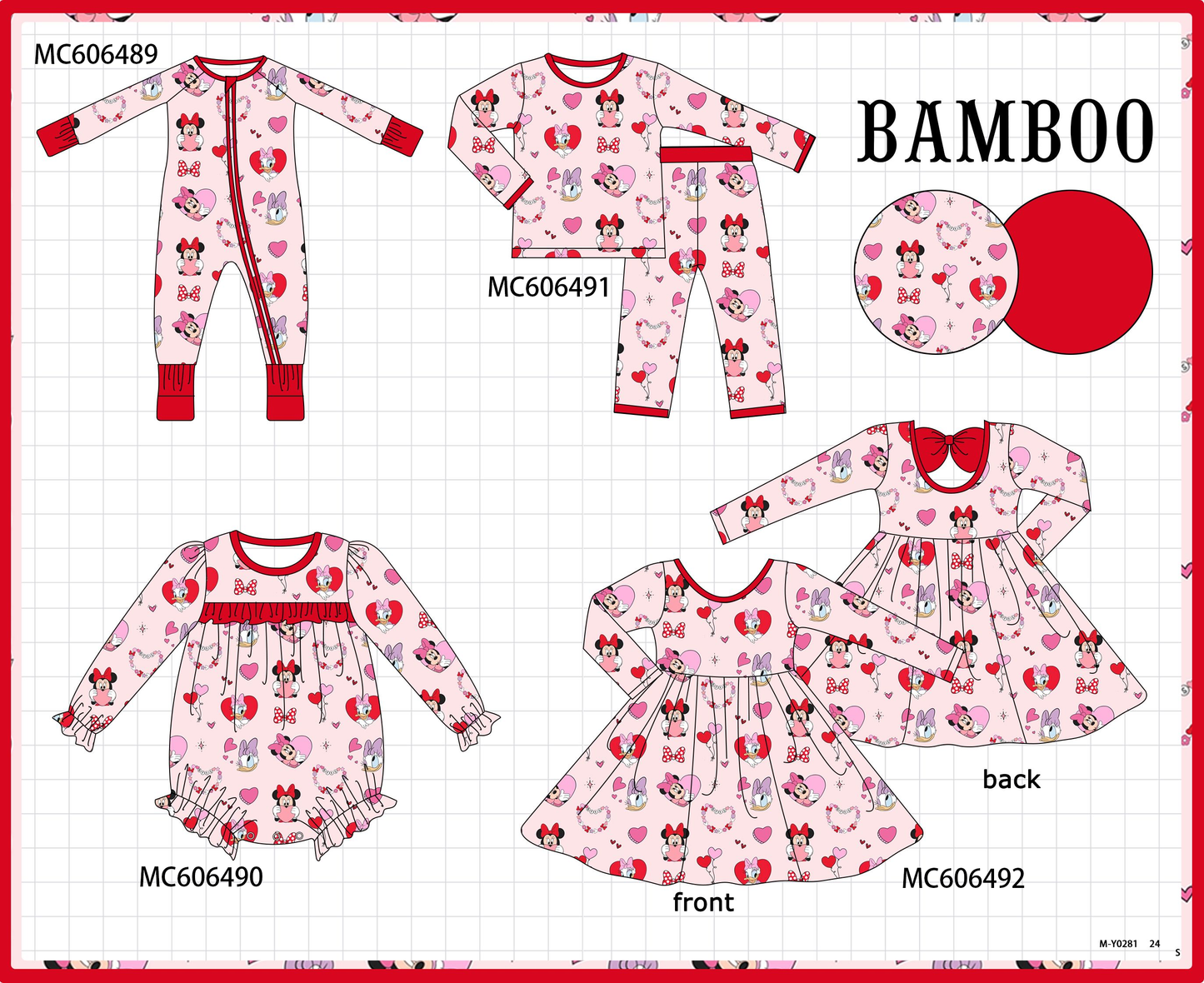 PO93 Pink&red character heart bamboo collection