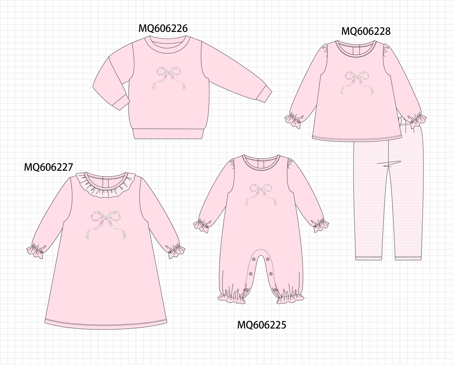 PO97 Pink floral bow applique collection