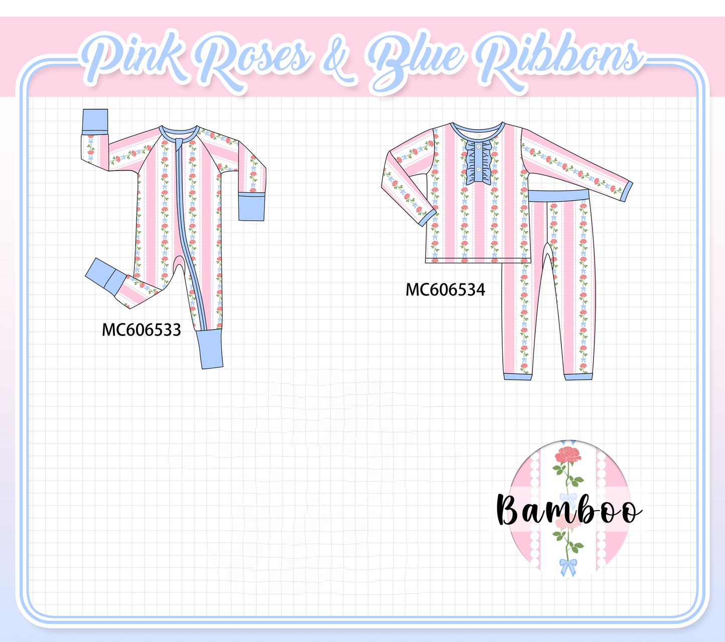 PO96 Pink rose print bamboo collection
