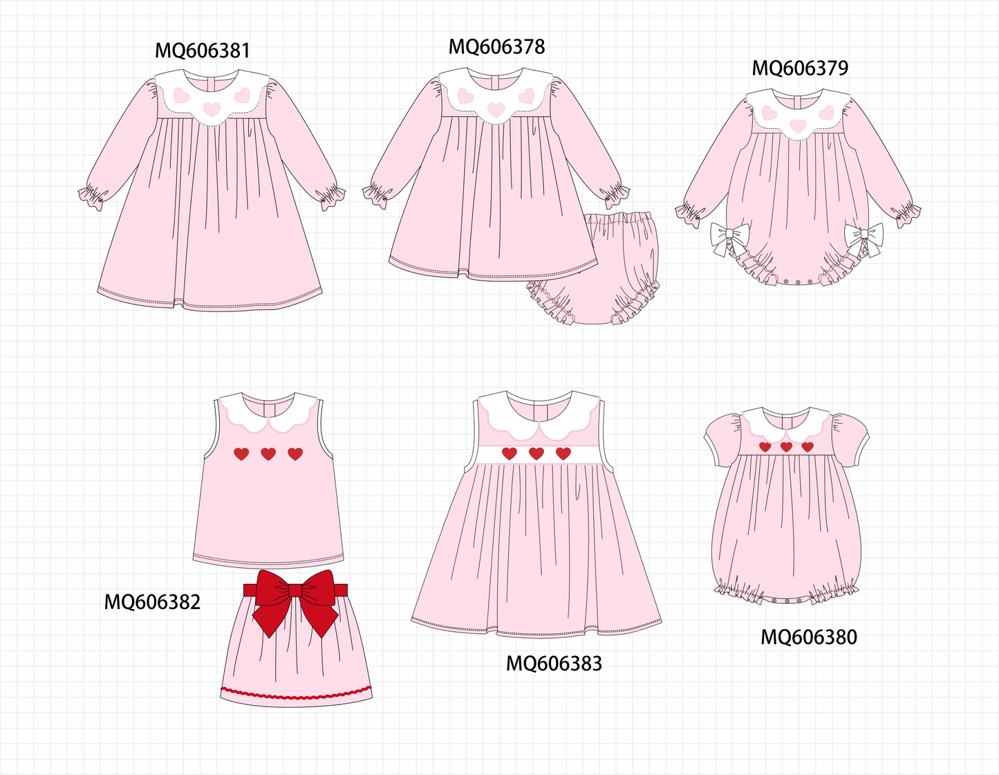 PO97 Pink valentine's day heart embroidery collection