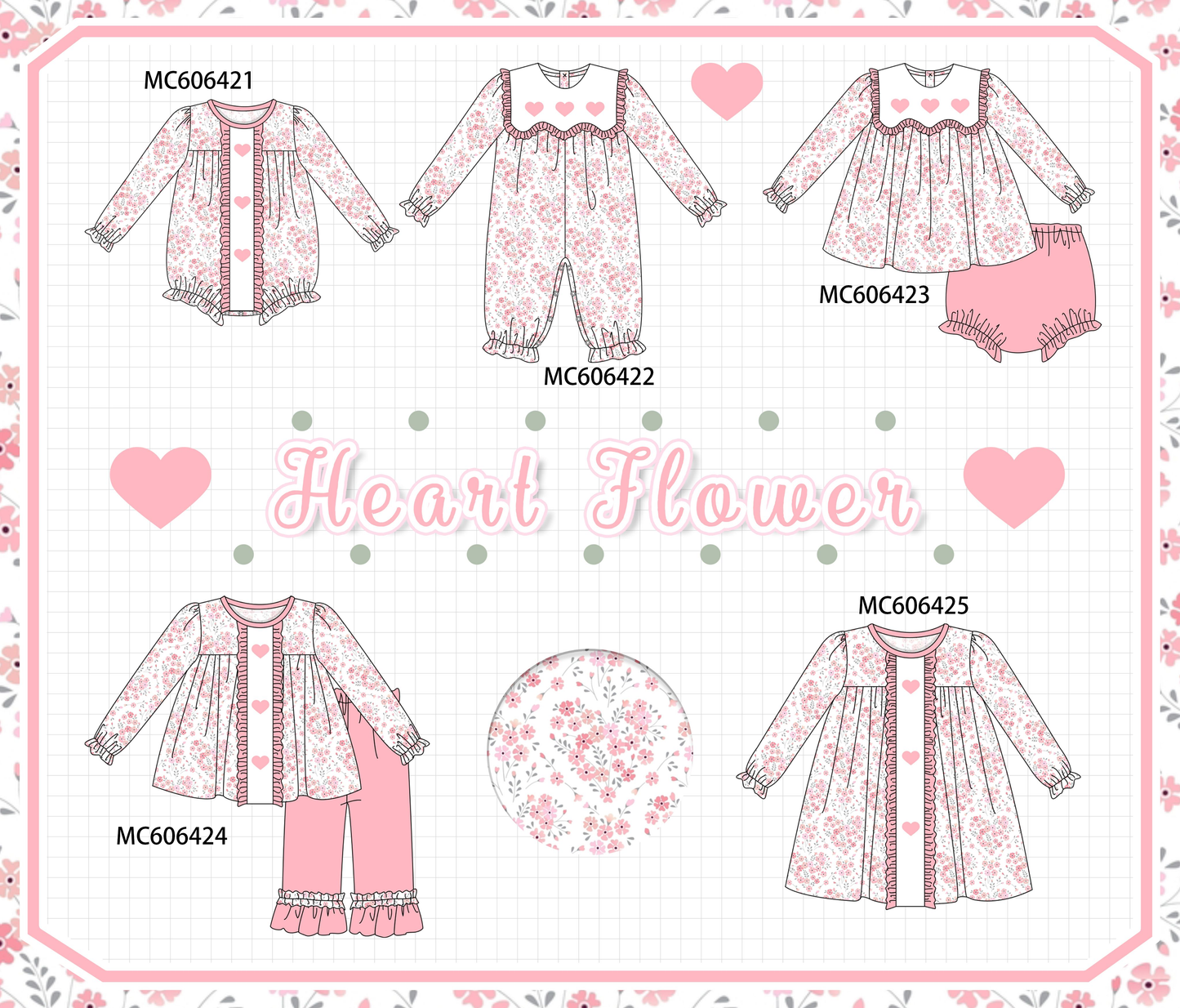 PO96 Pink valentine's day heart floral collection