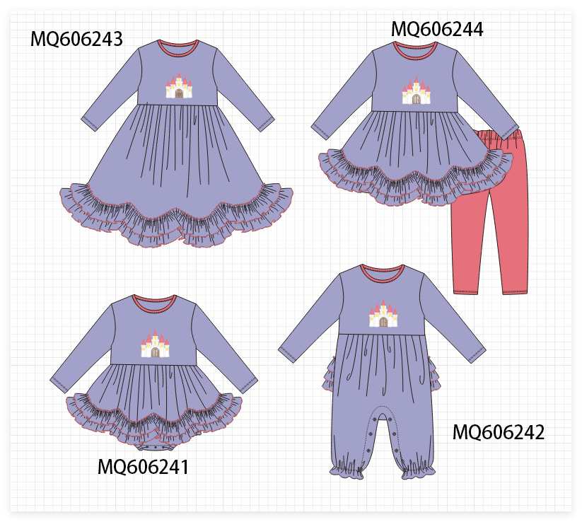 PO97 Purple castle embroidery ruffle collection