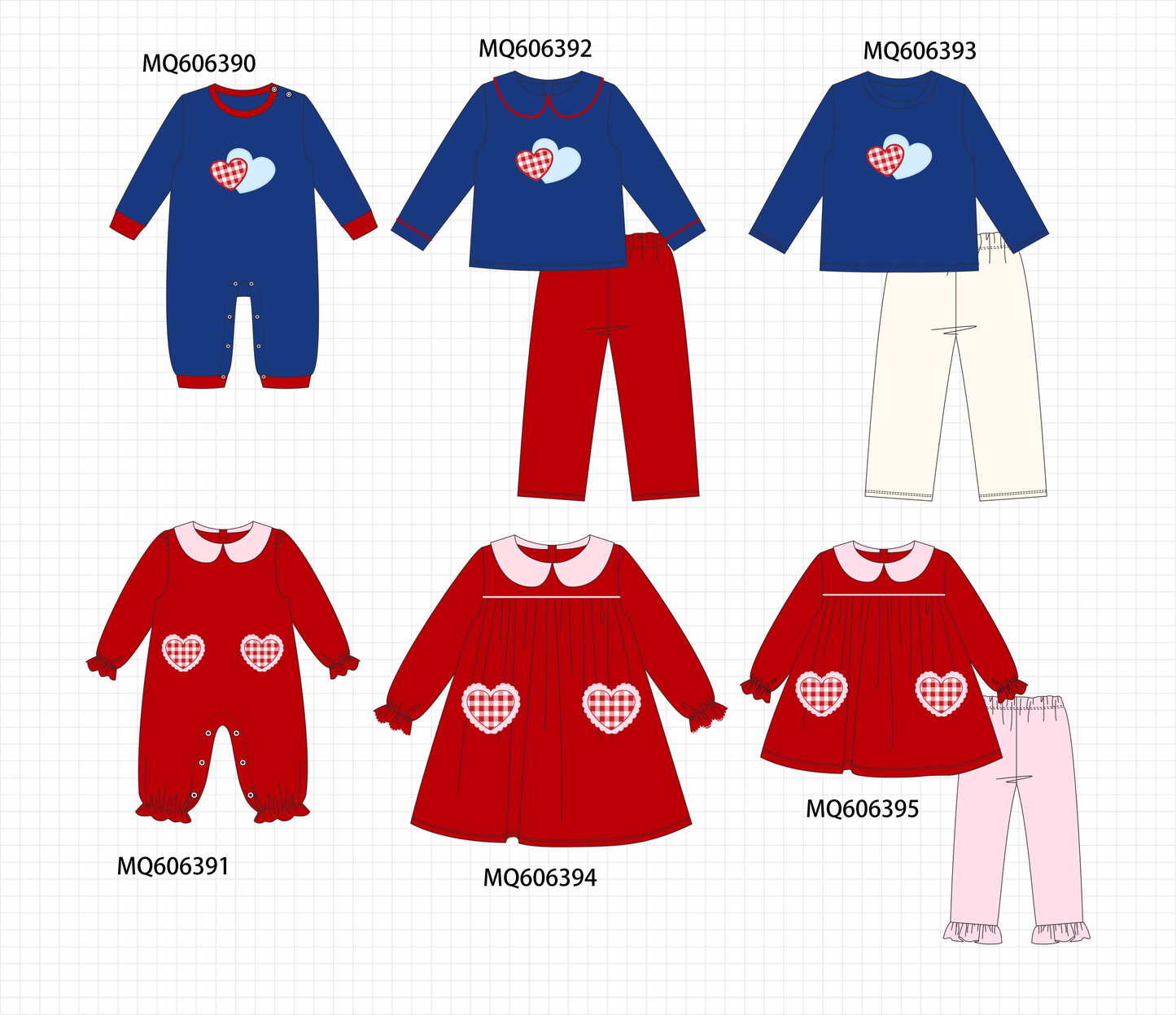 PO97 Red&blue heart applique collection