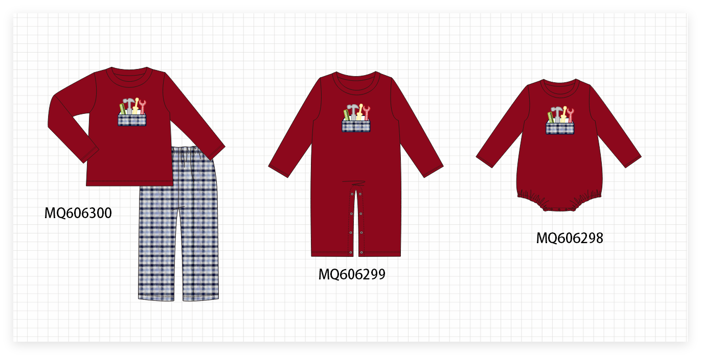 PO97 Red tools applique plaid collection