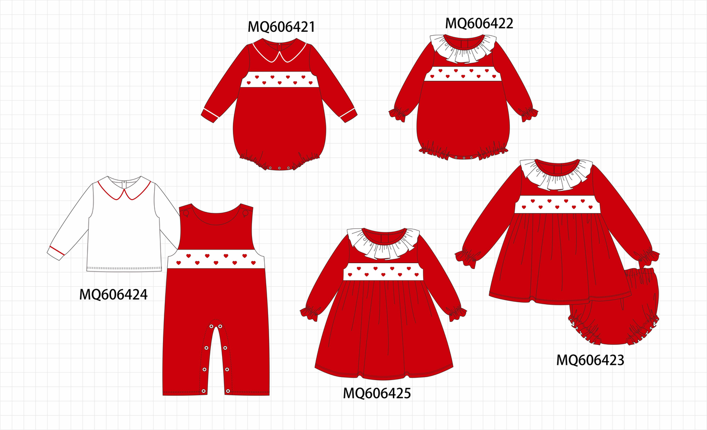 PO97 Red valentine's day heart embroidery ruffle collection
