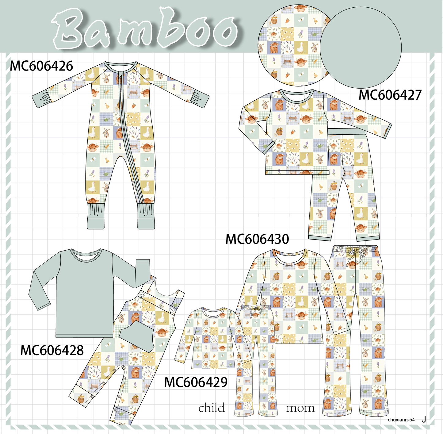 PO96 Sage farm checkered bamboo collection