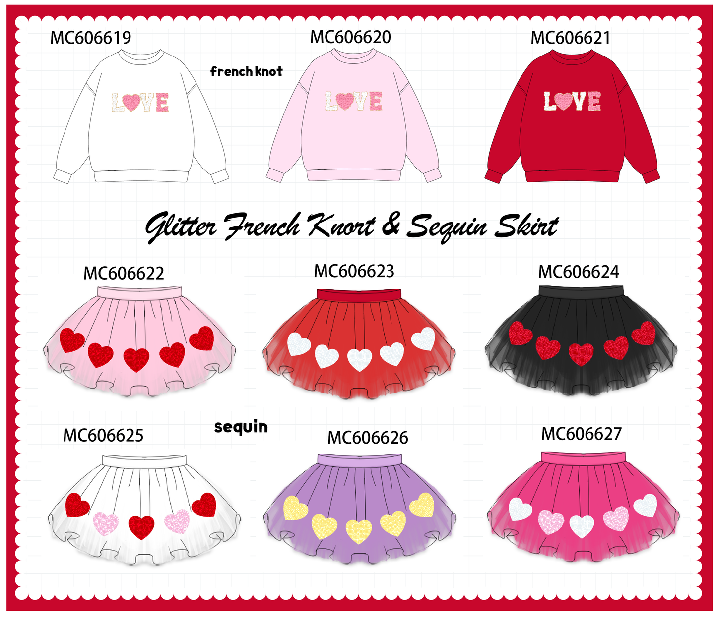 PO96 Valentine's day LOVE french knot sequin collection